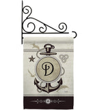 Nautical D Initial - Nautical Coastal Vertical Impressions Decorative Flags HG130186 Made In USA