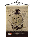 Nautical D Initial - Nautical Coastal Vertical Impressions Decorative Flags HG130186 Made In USA