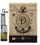 Nautical D Initial - Nautical Coastal Vertical Impressions Decorative Flags HG130186 Made In USA