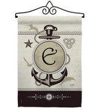 Nautical E Initial - Nautical Coastal Vertical Impressions Decorative Flags HG130187 Made In USA