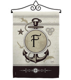 Nautical F Initial - Nautical Coastal Vertical Impressions Decorative Flags HG130188 Made In USA