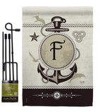 Nautical F Initial - Nautical Coastal Vertical Impressions Decorative Flags HG130188 Made In USA