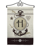 Nautical H Initial - Nautical Coastal Vertical Impressions Decorative Flags HG130190 Made In USA