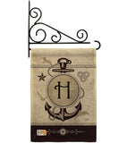 Nautical H Initial - Nautical Coastal Vertical Impressions Decorative Flags HG130190 Made In USA