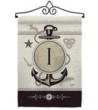 Nautical I Initial - Nautical Coastal Vertical Impressions Decorative Flags HG130191 Made In USA