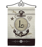 Nautical L Initial - Nautical Coastal Vertical Impressions Decorative Flags HG130194 Made In USA