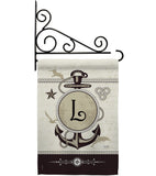 Nautical L Initial - Nautical Coastal Vertical Impressions Decorative Flags HG130194 Made In USA