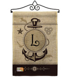 Nautical L Initial - Nautical Coastal Vertical Impressions Decorative Flags HG130194 Made In USA