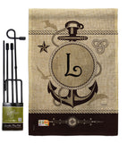 Nautical L Initial - Nautical Coastal Vertical Impressions Decorative Flags HG130194 Made In USA