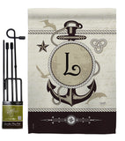 Nautical L Initial - Nautical Coastal Vertical Impressions Decorative Flags HG130194 Made In USA