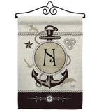 Nautical N Initial - Nautical Coastal Vertical Impressions Decorative Flags HG130196 Made In USA