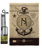 Nautical N Initial - Nautical Coastal Vertical Impressions Decorative Flags HG130196 Made In USA