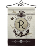 Nautical R Initial - Nautical Coastal Vertical Impressions Decorative Flags HG130200 Made In USA