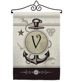 Nautical V Initial - Nautical Coastal Vertical Impressions Decorative Flags HG130204 Made In USA