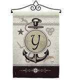 Nautical Y Initial - Nautical Coastal Vertical Impressions Decorative Flags HG130207 Made In USA