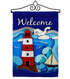 Welcome Red Lighthouse - Nautical Coastal Vertical Impressions Decorative Flags HG137077 Made In USA