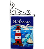 Welcome Red Lighthouse - Nautical Coastal Vertical Impressions Decorative Flags HG137077 Made In USA
