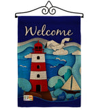 Welcome Red Lighthouse - Nautical Coastal Vertical Impressions Decorative Flags HG137077 Made In USA