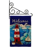 Welcome Red Lighthouse - Nautical Coastal Vertical Impressions Decorative Flags HG137077 Made In USA