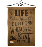 Life is Better When you Surf - Nautical Coastal Vertical Impressions Decorative Flags HG191192 Made In USA