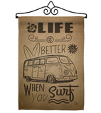 Life is Better When you Surf Kombi Bus - Nautical Coastal Vertical Impressions Decorative Flags HG191193 Made In USA