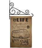 Life is Better When you Surf Kombi Bus - Nautical Coastal Vertical Impressions Decorative Flags HG191193 Made In USA