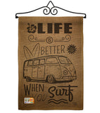 Life is Better When you Surf Kombi Bus - Nautical Coastal Vertical Impressions Decorative Flags HG191193 Made In USA