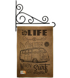 Life is Better When you Surf Kombi Bus - Nautical Coastal Vertical Impressions Decorative Flags HG191193 Made In USA