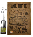 Life is Better When you Surf Kombi Bus - Nautical Coastal Vertical Impressions Decorative Flags HG191193 Made In USA