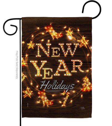Brightly New Year - New Year Winter Vertical Impressions Decorative Flags HG116019 Made In USA