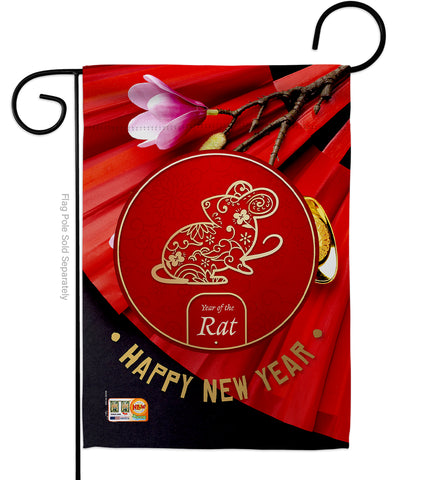 Year of the Rat - New Year Winter Vertical Impressions Decorative Flags HG192177 Made In USA