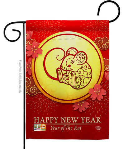 Rat of Year - New Year Winter Vertical Impressions Decorative Flags HG192178 Made In USA