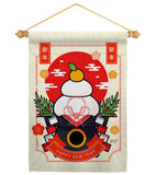 Good Fortune Mochi - New Year Winter Vertical Impressions Decorative Flags HG130296 Made In USA