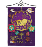 Blessings in Year of the Pig - New Year Winter Vertical Impressions Decorative Flags HG137142 Made In USA