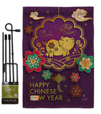 Blessings in Year of the Pig - New Year Winter Vertical Impressions Decorative Flags HG137142 Made In USA