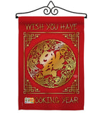 Wish you have a Fooking Year (Luck Arrive This Year) - New Year Winter Vertical Impressions Decorative Flags HG191180 Made In USA