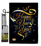 Gold Happy New Year - New Year Winter Vertical Impressions Decorative Flags HG192047 Made In USA