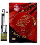 Year of the Rat - New Year Winter Vertical Impressions Decorative Flags HG192177 Made In USA