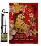 Year Of Ox - New Year Winter Vertical Impressions Decorative Flags HG192308 Made In USA