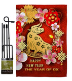 Year Of Ox - New Year Winter Vertical Impressions Decorative Flags HG192308 Made In USA