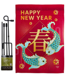 Spring Chinese New Year - New Year Winter Vertical Impressions Decorative Flags HG192335 Made In USA
