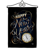 New Year Clock - New Year Winter Vertical Impressions Decorative Flags HG192691 Made In USA
