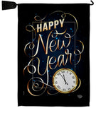 New Year Clock - New Year Winter Vertical Impressions Decorative Flags HG192691 Made In USA