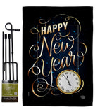 New Year Clock - New Year Winter Vertical Impressions Decorative Flags HG192691 Made In USA