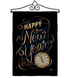 New Year Clock - New Year Winter Vertical Impressions Decorative Flags HG192691 Made In USA