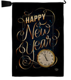 New Year Clock - New Year Winter Vertical Impressions Decorative Flags HG192691 Made In USA