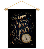 New Year Clock - New Year Winter Vertical Impressions Decorative Flags HG192691 Made In USA