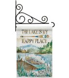 Lake is Happy Place - Outdoor Nature Vertical Impressions Decorative Flags HG109070 Made In USA