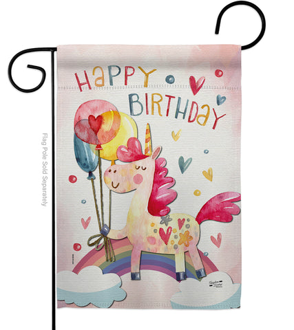 Unicorn Birthday - Party & Celebration Special Occasion Vertical Impressions Decorative Flags HG137163 Made In USA