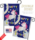 Cute Unicorn Birthday - Party & Celebration Special Occasion Vertical Impressions Decorative Flags HG192166 Made In USA